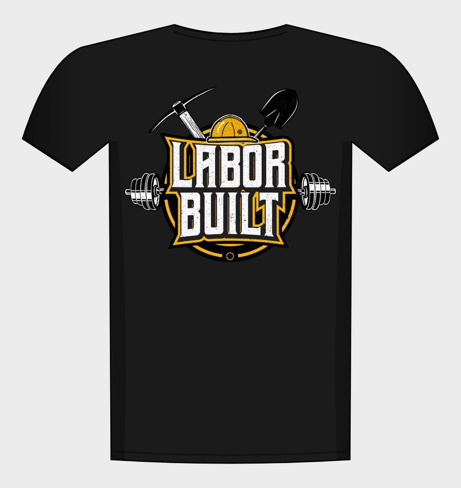 Black Labor Built tee, back view